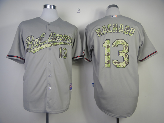 Men Baltimore Orioles 13 Machado Grey Camo MLB Jerseys